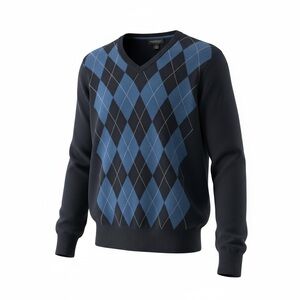 Banana Republic Men’s Blue Argyle Silk Cotton Cashmere Sweater XL
